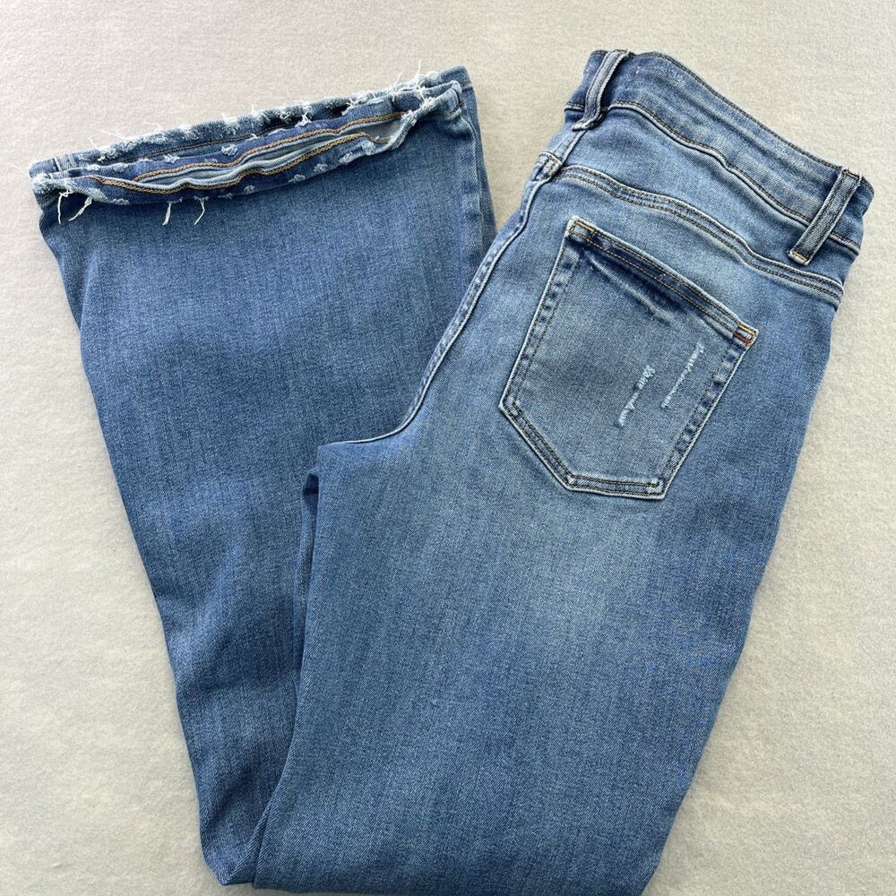 Edgely Mid Rise Flare Jeans Womens Size 12  Blue Denim Stretch Distressed